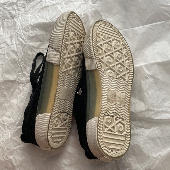 All Saints women low top black and white genuine leather sneakers keds - Picture 7 of 9